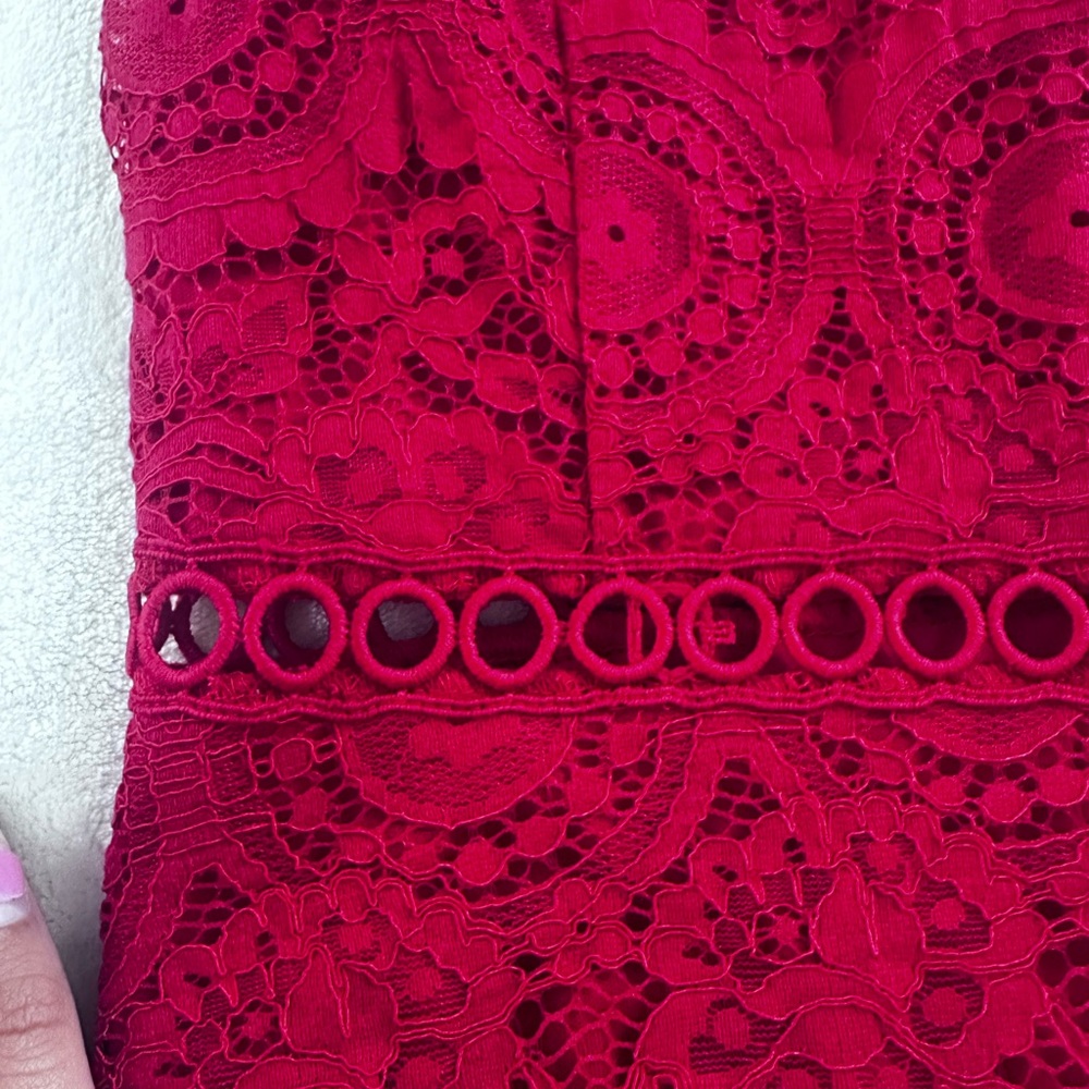 Red Lace Mini Dress - Picture 3 of 6